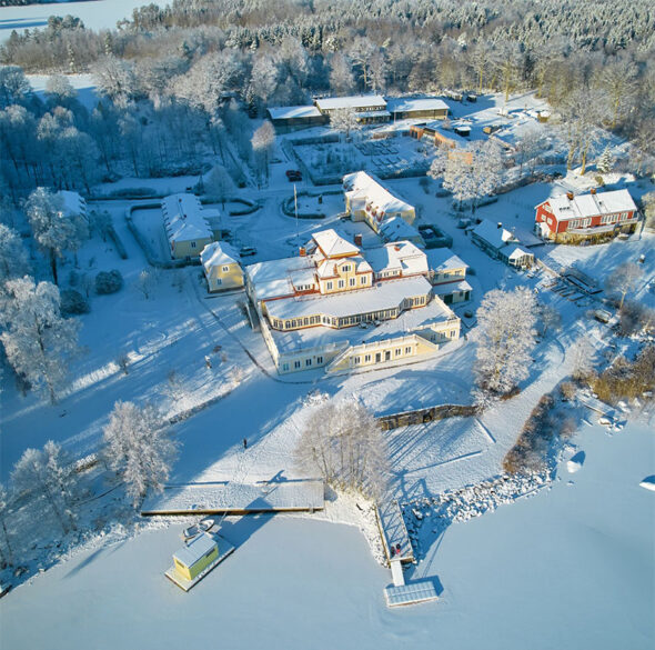 Möckelsnäs Herrgård vinter Drönare